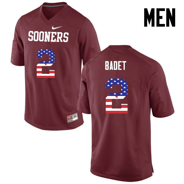 Oklahoma Sooners #2 Jeff Badet College Football USA Flag Fashion Jerseys-Crimson